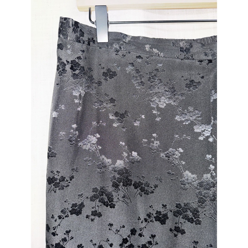 August Max Silk Blend Black Woman's Pants‎ 3X 3 Floral Jacquard Trousers - Picture 2 of 6